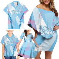 Custom Spain Football Family Matching Off Shoulder Short Dress and Hawaiian Shirt Simple Style - Wonder Print Shop