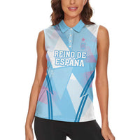 Custom Spain Football Women Sleeveless Polo Shirt Simple Style - Wonder Print Shop