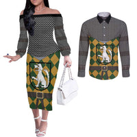 Knights Germany Costumes Couples Matching Off The Shoulder Long Sleeve Dress and Long Sleeve Button Shirt - Wonder Print Shop
