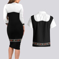 Oktoberfest Dirndl Costume Couples Matching Long Sleeve Bodycon Dress and Hawaiian Shirt German Beer Festival - Wonder Print Shop