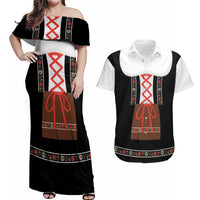 Oktoberfest Dirndl Costume Couples Matching Off Shoulder Maxi Dress and Hawaiian Shirt German Beer Festival - Wonder Print Shop