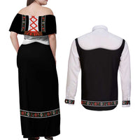 Oktoberfest Dirndl Costume Couples Matching Off Shoulder Maxi Dress and Long Sleeve Button Shirt German Beer Festival - Wonder Print Shop