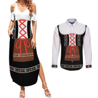 Oktoberfest Dirndl Costume Couples Matching Summer Maxi Dress and Long Sleeve Button Shirt German Beer Festival - Wonder Print Shop