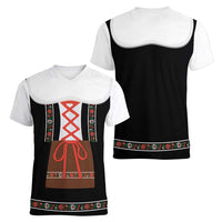 Oktoberfest Dirndl Costume Women V-Neck T-Shirt German Beer Festival - Wonder Print Shop