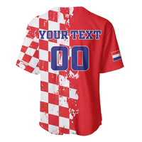 Custom Croatia Independence Day Baseball Jersey Grunge Checkerboard Patterns With Map - Wonder Print Shop