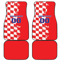 Custom Croatia Independence Day Car Mats Grunge Checkerboard Patterns With Map - Wonder Print Shop