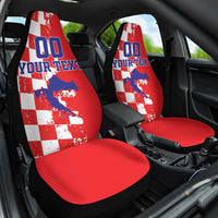 Custom Croatia Independence Day Car Seat Cover Grunge Checkerboard Patterns With Map - Wonder Print Shop
