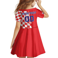 Custom Croatia Independence Day Family Matching Mermaid Dress and Hawaiian Shirt Grunge Checkerboard Patterns With Map - Wonder Print Shop
