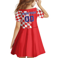 Custom Croatia Independence Day Family Matching Off Shoulder Maxi Dress and Hawaiian Shirt Grunge Checkerboard Patterns With Map - Wonder Print Shop