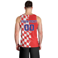 Custom Croatia Independence Day Men Tank Top Grunge Checkerboard Patterns With Map - Wonder Print Shop