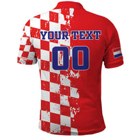Custom Croatia Independence Day Polo Shirt Grunge Checkerboard Patterns With Map - Wonder Print Shop