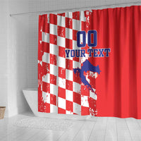 Custom Croatia Independence Day Shower Curtain Grunge Checkerboard Patterns With Map
