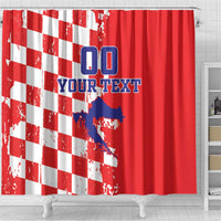 Custom Croatia Independence Day Shower Curtain Grunge Checkerboard Patterns With Map