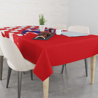 Custom Croatia Independence Day Tablecloth Grunge Checkerboard Patterns With Map - Wonder Print Shop