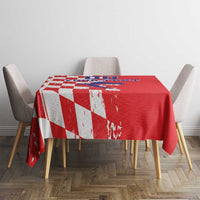 Custom Croatia Independence Day Tablecloth Grunge Checkerboard Patterns With Map - Wonder Print Shop