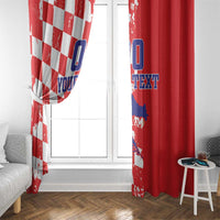 Custom Croatia Independence Day Window Curtain Grunge Checkerboard Patterns With Map - Wonder Print Shop