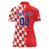 Custom Croatia Independence Day Women Polo Shirt Grunge Checkerboard Patterns With Map - Wonder Print Shop