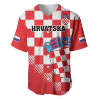 Custom Croatia Checkerboard Baseball Jersey With Coat Of Arms - Wonder Print Shop