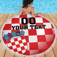 Custom Croatia Checkerboard Beach Blanket With Coat Of Arms - Wonder Print Shop