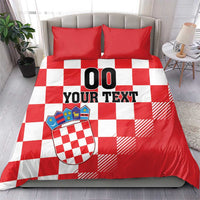 Custom Croatia Checkerboard Bedding Set With Coat Of Arms - Wonder Print Shop