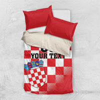 Custom Croatia Checkerboard Bedding Set With Coat Of Arms - Wonder Print Shop