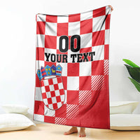 Custom Croatia Checkerboard Blanket With Coat Of Arms