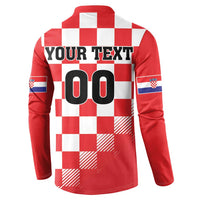 Custom Croatia Checkerboard Button Sweatshirt With Coat Of Arms - Wonder Print Shop