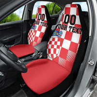 Custom Croatia Checkerboard Car Seat Cover With Coat Of Arms - Wonder Print Shop