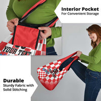 Custom Croatia Checkerboard Grocery Bag With Coat Of Arms