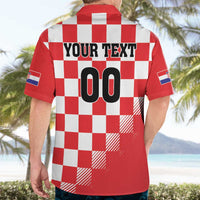 Custom Croatia Checkerboard Hawaiian Shirt With Coat Of Arms - Wonder Print Shop
