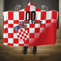 Custom Croatia Checkerboard Hooded Blanket With Coat Of Arms