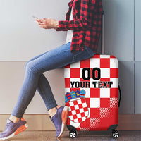 Custom Croatia Checkerboard Luggage Cover With Coat Of Arms - Wonder Print Shop