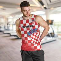 Custom Croatia Checkerboard Men Tank Top With Coat Of Arms - Wonder Print Shop