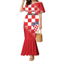 Custom Croatia Checkerboard Mermaid Dress With Coat Of Arms - Wonder Print Shop