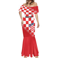 Custom Croatia Checkerboard Mermaid Dress With Coat Of Arms - Wonder Print Shop