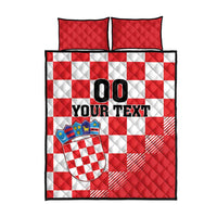 Custom Croatia Checkerboard Quilt Bed Set With Coat Of Arms - Wonder Print Shop