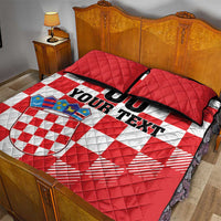 Custom Croatia Checkerboard Quilt Bed Set With Coat Of Arms - Wonder Print Shop