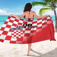 Custom Croatia Checkerboard Sarong With Coat Of Arms - Wonder Print Shop