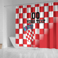 Custom Croatia Checkerboard Shower Curtain With Coat Of Arms