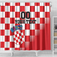 Custom Croatia Checkerboard Shower Curtain With Coat Of Arms