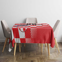 Custom Croatia Checkerboard Tablecloth With Coat Of Arms - Wonder Print Shop