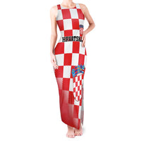 Custom Croatia Checkerboard Tank Maxi Dress With Coat Of Arms - Wonder Print Shop
