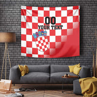 Custom Croatia Checkerboard Tapestry With Coat Of Arms - Wonder Print Shop