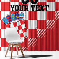 Custom Croatia Checkerboard Window Curtain With Coat Of Arms - Wonder Print Shop