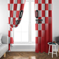 Custom Croatia Checkerboard Window Curtain With Coat Of Arms - Wonder Print Shop