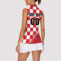 Custom Croatia Checkerboard Women Sleeveless Polo Shirt With Coat Of Arms - Wonder Print Shop