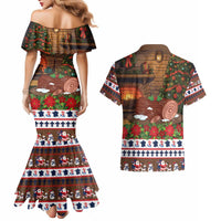 France Christmas Couples Matching Mermaid Dress and Hawaiian Shirt Buche De Noel - Wonder Print Shop
