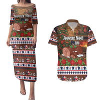 France Christmas Couples Matching Puletasi and Hawaiian Shirt Buche De Noel - Wonder Print Shop