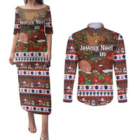 France Christmas Couples Matching Puletasi and Long Sleeve Button Shirt Buche De Noel - Wonder Print Shop