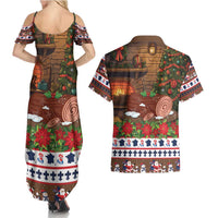 France Christmas Couples Matching Summer Maxi Dress and Hawaiian Shirt Buche De Noel - Wonder Print Shop